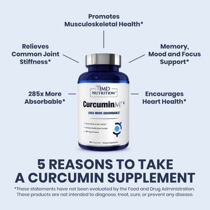 CurcuminMD Plus – 285x Absorbable Turmeric + Boswellia – 60 Ct
Clinically Proven | High Absorption | Joint Relief & Mobility | 60 Vegan Capsules