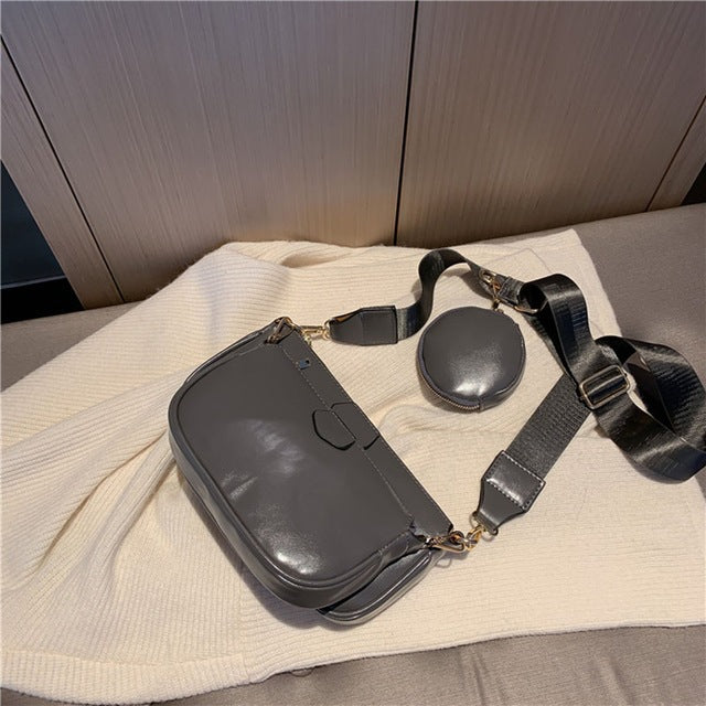 Women’s black handbag set with classic college-style design for everyday use