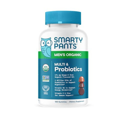 SmartyPants Organic Men’s Multivitamin – CoQ10, Probiotics, Omega-3