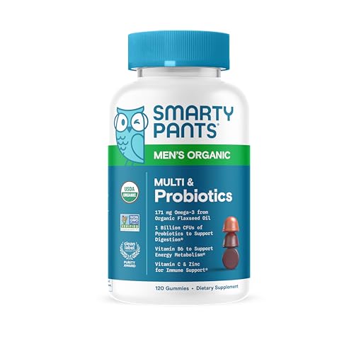 SmartyPants Organic Men’s Multivitamin – CoQ10, Probiotics, Omega-3