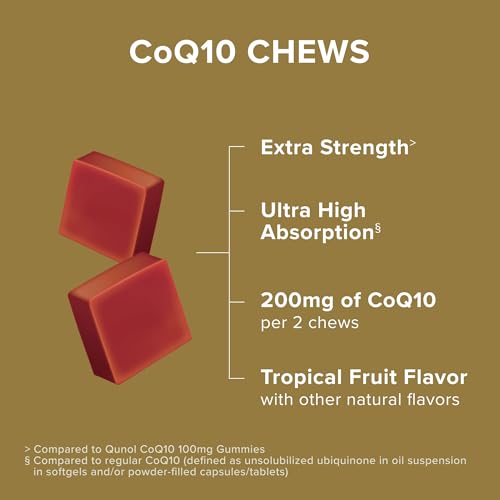 Qunol CoQ10 200mg Soft Chews – Heart Health & Energy Support – 90 Ct