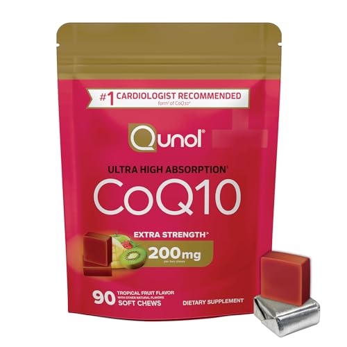 Qunol CoQ10 200mg Soft Chews – Heart Health & Energy Support – 90 Ct