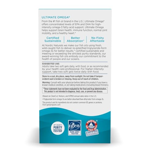Nordic Naturals Ultimate Omega, Lemon Flavor - 90 Soft Gels - 1280 mg Omega-3 - High-Potency Omega-3 Fish Oil Supplement with EPA & DHA - Promotes Brain & Heart Health - Non-GMO - 45 Servings