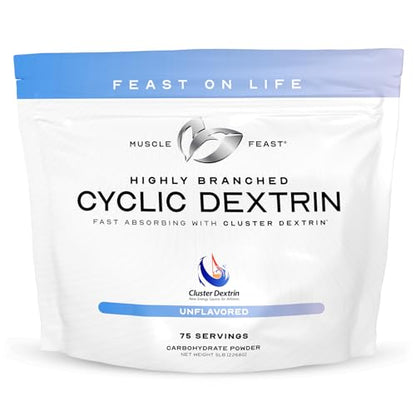 Muscle Feast Highly Branched Cyclic Dextrin Premium Pre-Workout or Post-Workout Supplement, Unflavored, 5lbs