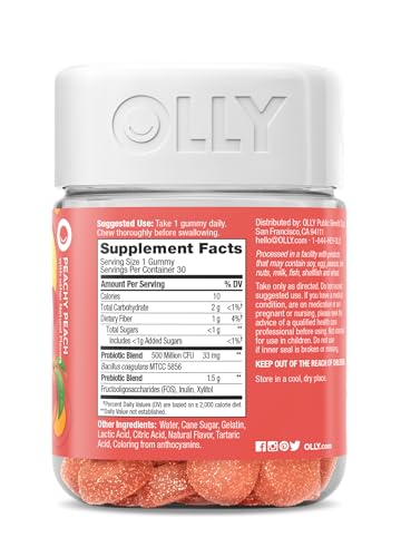 OLLY Probiotic + Prebiotic Gummies – Digestive & Gut Health Support