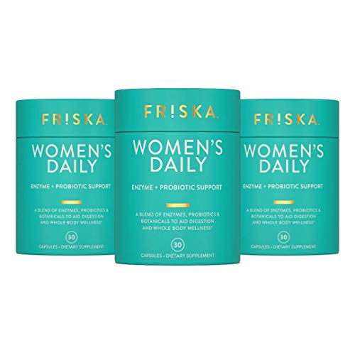 FRISKA Women’s Daily Digestive Enzyme and Probiotics Supplement, Advanced Natural Support for Female Digestive Health, Fights Bloating, Eases Digestion, Supports Nutrient Absorption, 90 Capsules