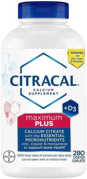 Citracal Maximum Plus – Calcium Citrate with D3 for Bone & Muscle Support (280 Caplets)