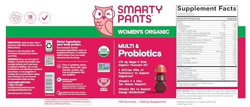 SmartyPants Organic Women’s Multivitamin – Biotin, Probiotics, Omega-3