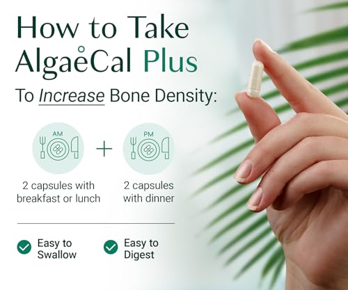 AlgaeCal Plus Plant Calcium with D3, K2, Magnesium for Bones - 120 Ct
