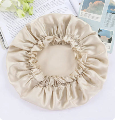 Digitally printed smooth satin sleeping cap offering smooth texture and relaxed fit