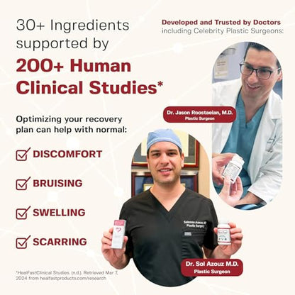 HealFast Post Surgery & Injury Recovery Supplement (Post-Op) - Supports Healing Optimization for Surgery, Wounds, Scar Treatment & Bruising - BBL Post Surgery Supplies