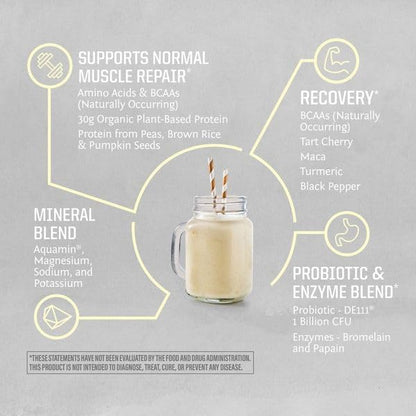 Sunwarrior Organic Vanilla Vegan Protein – BCAAs, Sugar-Free, 20 Servings
