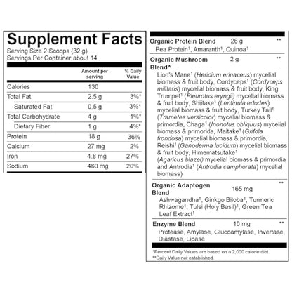 PlantFusion Mushroom Protein – Chocolate, Vegan, Adaptogen Blend, 1 lb