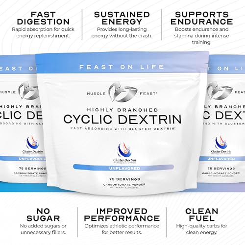 Muscle Feast Highly Branched Cyclic Dextrin Premium Pre-Workout or Post-Workout Supplement, Unflavored, 5lbs