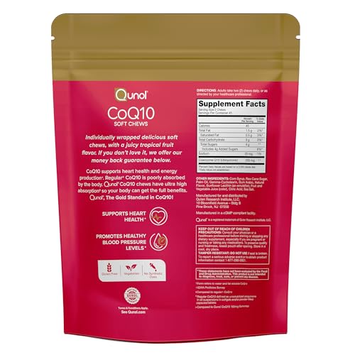 Qunol CoQ10 200mg Soft Chews – Heart Health & Energy Support – 90 Ct