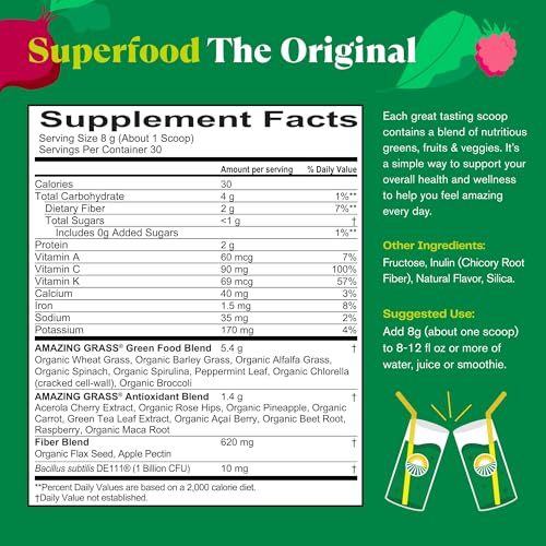 Amazing Grass Greens – Organic Superfood with Spirulina & Probiotics