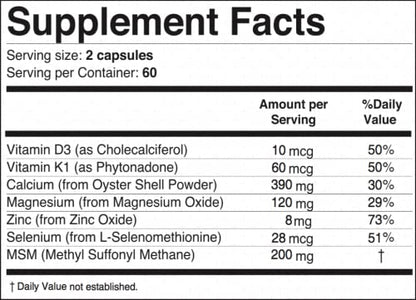 Nano Calcium with MSM & D3 – Bone, Joint & Bone Density Support 120 Ct