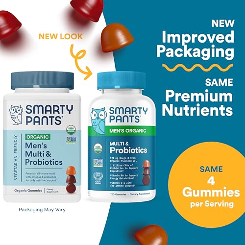 SmartyPants Organic Men’s Multivitamin – CoQ10, Probiotics, Omega-3