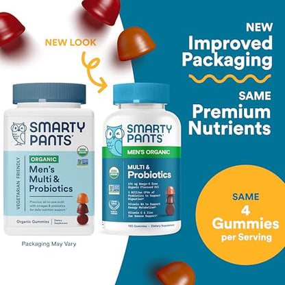 SmartyPants Organic Men’s Multivitamin – CoQ10, Probiotics, Omega-3