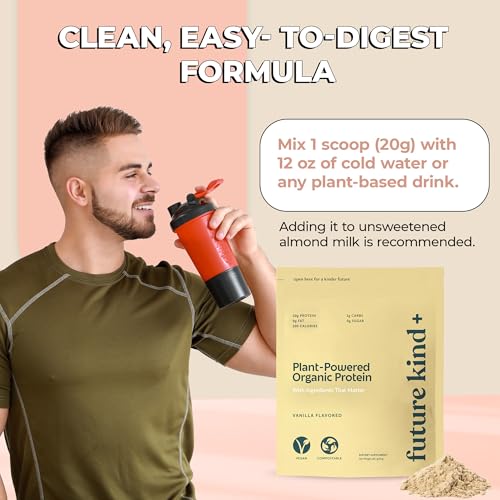 Future Kind Vegan Protein Powder, Vanilla, Pea Plant Protein for Lean Muscle with Iron & Fiber, Whey-Free, Sugar-Free, Soy-Free, Non-Dairy (34 Servings)
