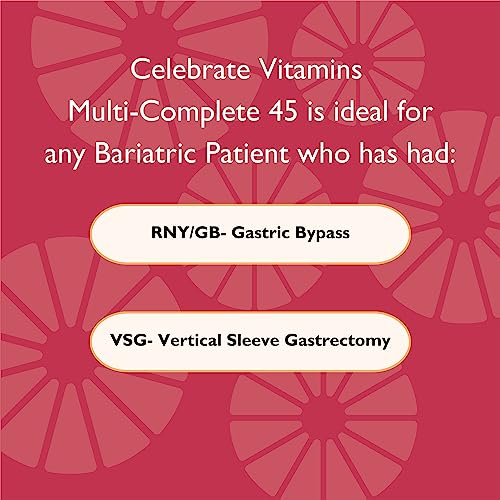 Celebrate Vitamins Multi-Complete Chewables, 45mg Iron – Daily Bariatric Multivitamin for Sleeve Gastrectomy and Gastric Bypass Surgery Patients – Essential Vitamins & Minerals - Melon (180 Tablets)