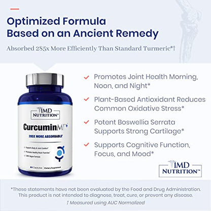 CurcuminMD Plus – 285x Absorbable Turmeric + Boswellia – 60 Ct
Clinically Proven | High Absorption | Joint Relief & Mobility | 60 Vegan Capsules