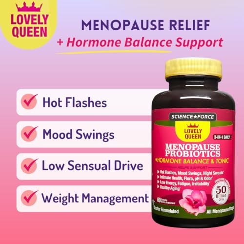 Lovely Menopause Supplement + Hormone Balance + Weight Management, Hot Flashes, Mood Swings, Vaginal Health & Dryness | Black Cohosh, Dong Quai, Ashwagandha + Probiotics, Woman Supplement, 60 ct
