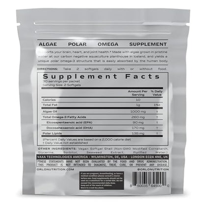 Orlo Omega 3 – Triple Strength Vegan DHA & EPA – 60 Mini Softgels