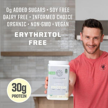 Sunwarrior Organic Vanilla Vegan Protein – BCAAs, Sugar-Free, 20 Servings