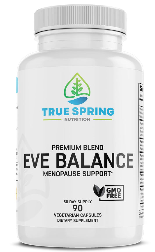 True Spring Nutrition Eve Balance Menopause Support - Complete Supplement for Women’s Total Menopause Relief, Hot Flashes, Joint Pain, and More - Premium Blend with Prebiotics & Probiotics