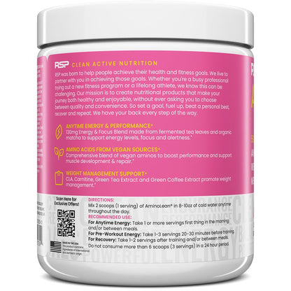 AminoLean Pre Workout – Energy & Weight Support, Pink Lemonade, 30 Ct