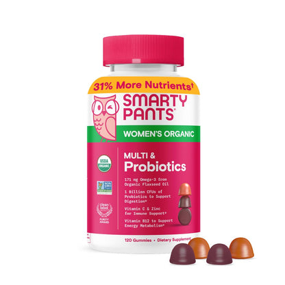 SmartyPants Organic Women’s Multivitamin – Biotin, Probiotics, Omega-3