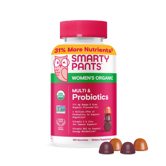 SmartyPants Organic Women’s Multivitamin – Biotin, Probiotics, Omega-3
