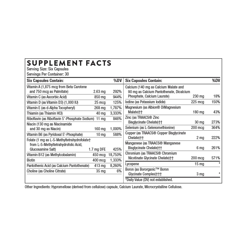 Thorne Men's Multi 50+ – Prostate, Heart & Immune Support – 180 Ct