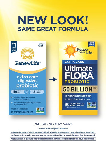 Renew Life Ultimate Flora – 50B CFU Probiotic for Digestive & Immune Support