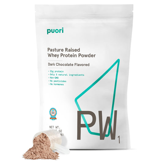 Puori Whey Protein – Grass-Fed, Dark Chocolate, 21g, 1.98 lbs