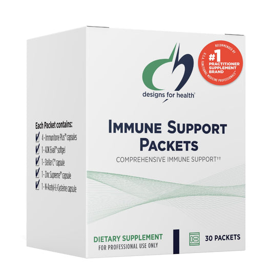Designs for Health Immune Support Packets - One Month Supply Vitamin Packs with Immunitone Plus Mushroom Complex + Herbs, NAC, Vitamin D + K, Zinc + Vitamin C (30 Packets)