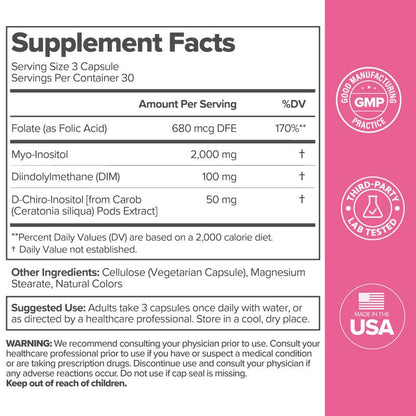 O Positiv FLO Ovarian Health Support - Hormone Balance for Women, Inositol Supplement with DIM, Myo-Inositol & D-Chiro Inositol, Folic Acid - Supports Healthy Ovulation, Cycle Regularity - 30 Servings