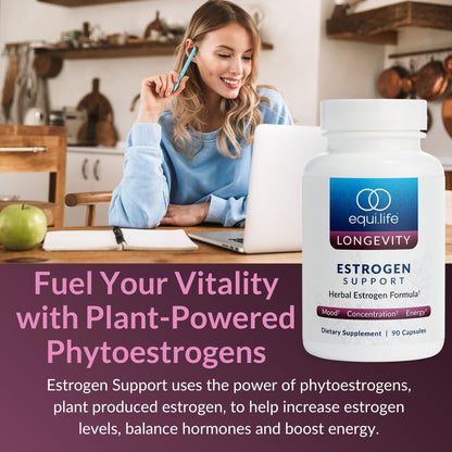 Equilife Estrogen Support Supplement for Women – Herbal Hormone Balance, 90 Capsules