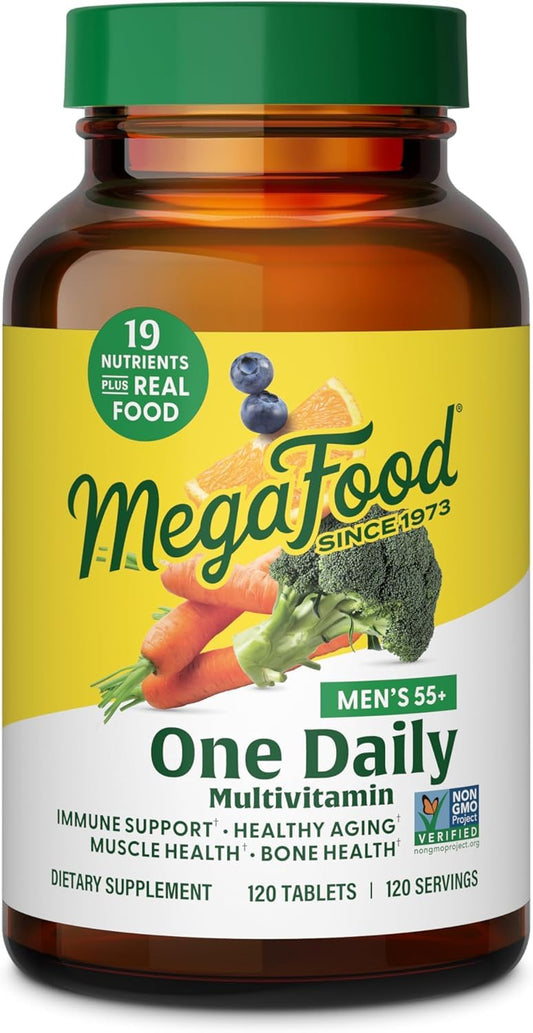 MegaFood Men’s 55+ Multivitamin – B12, C, D & Zinc for Immunity & Aging