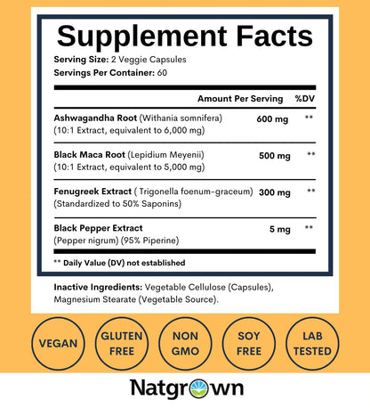 Natgrown Ashwagandha Maca Fenugreek – Hormone & Energy Support