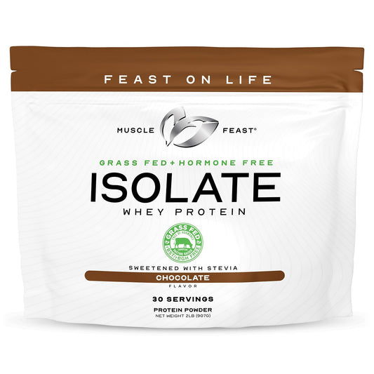 Muscle Feast Grass-Fed Whey Protein Isolate, All Natural Hormone Free Pasture Raised, Chocolate, 2lb