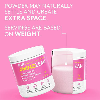 AminoLean Pre Workout – Energy & Weight Support, Pink Lemonade, 30 Ct