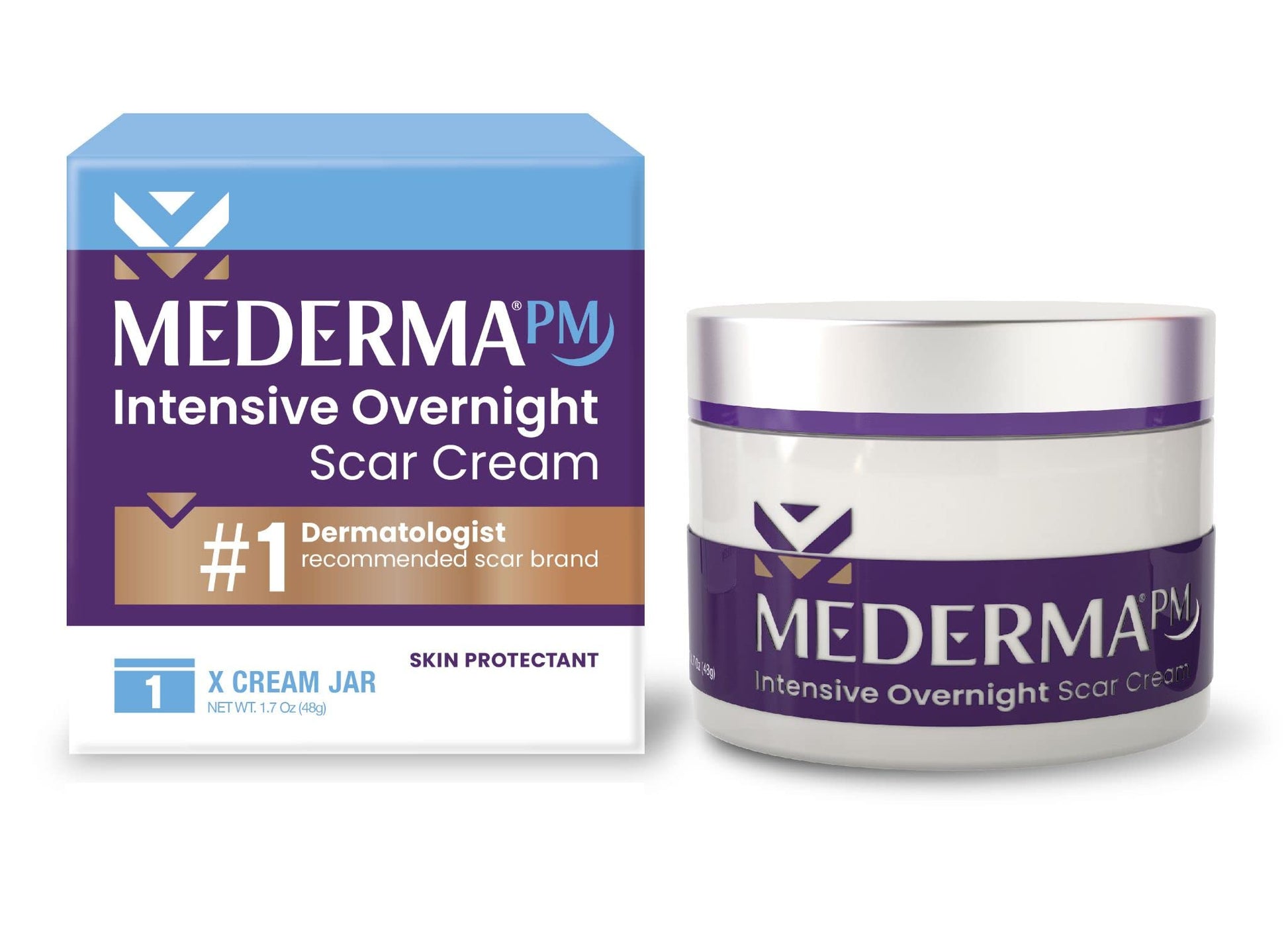 Mederma PM Scar Cream tube for overnight scar repair, reduces appearance of surgery, acne, and injury scars while you sleep