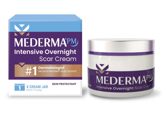Mederma PM Scar Cream tube for overnight scar repair, reduces appearance of surgery, acne, and injury scars while you sleep