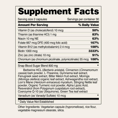 Snap Supplements Blood Sugar Blend – Glucose Support – 60 Capsules