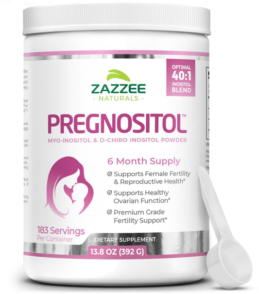 Zazzee PREGNOSITOL Powder, 6 Month Supply, Myo-Inositol and D-Chiro-Inositol 40:1 Fertility Blend, Free Scoop for Exact Dosage, Premium Balanced Formula, 183 Servings, Vegan, All-Natural and Non-GMO