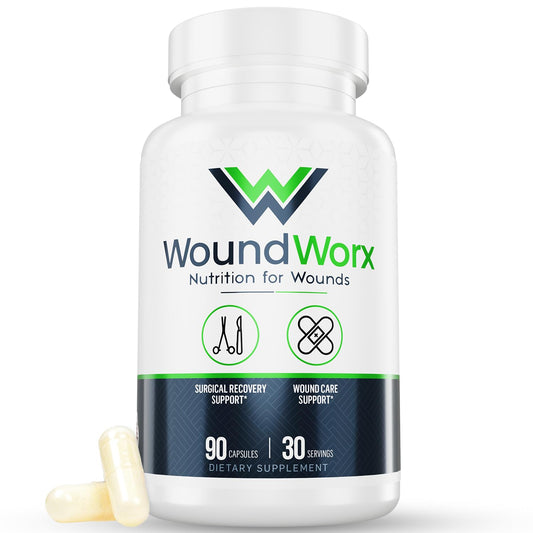 Free Life Labs WoundWorx-Scar and Surgery Support, Wound Care, General and Plastic Surgery, Faster Healing w/Vitamins, Amino Acids, Collagen, Probiotics, Turmeric, Bromelain-90 caps