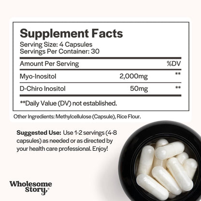 Myo-Inositol & D-Chiro Inositol Supplement For Women | Fertility Supplements & Healthy Hormone Balance For Women | Myo Inositol Powder Capsules For Ovarian Support | Ideal 40:1 Ratio | 30 Day Supply