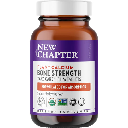 New Chapter Bone Strength Organic Calcium – With D3, K2, Magnesium & Trace Minerals (180 Tablets)